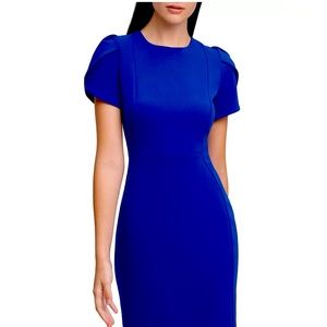 Calvin Klein Women's Tulip-Sleeve Sheath Dress, Size 10 Royal Blue EUC